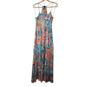 Lauren Ralph Lauren Paisley Sleeveless Maxi Lined Dress Sz M Colorful Beach
